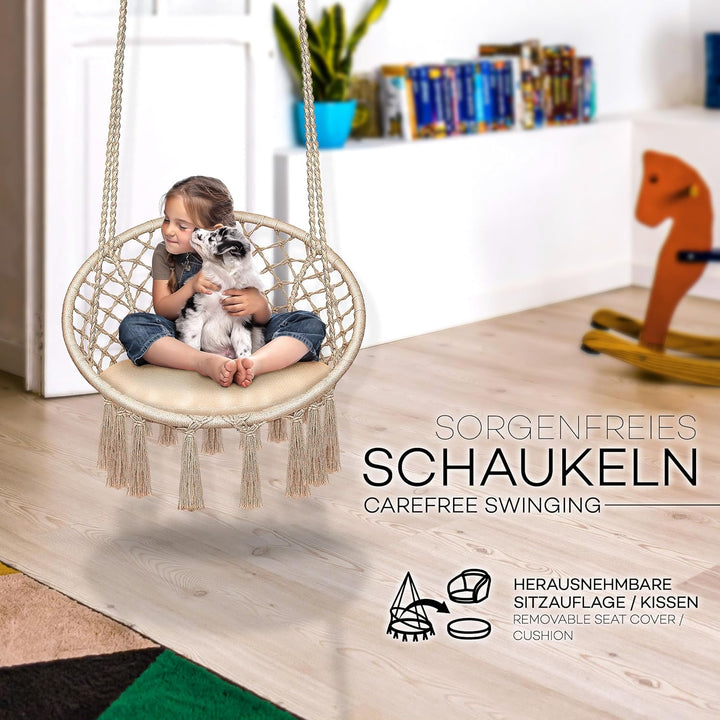 tillvex Hängesessel 200kg zum Aufhängen | Hängestuhl Indoor & Outdoor | Hängekorb wetterfest | Schau