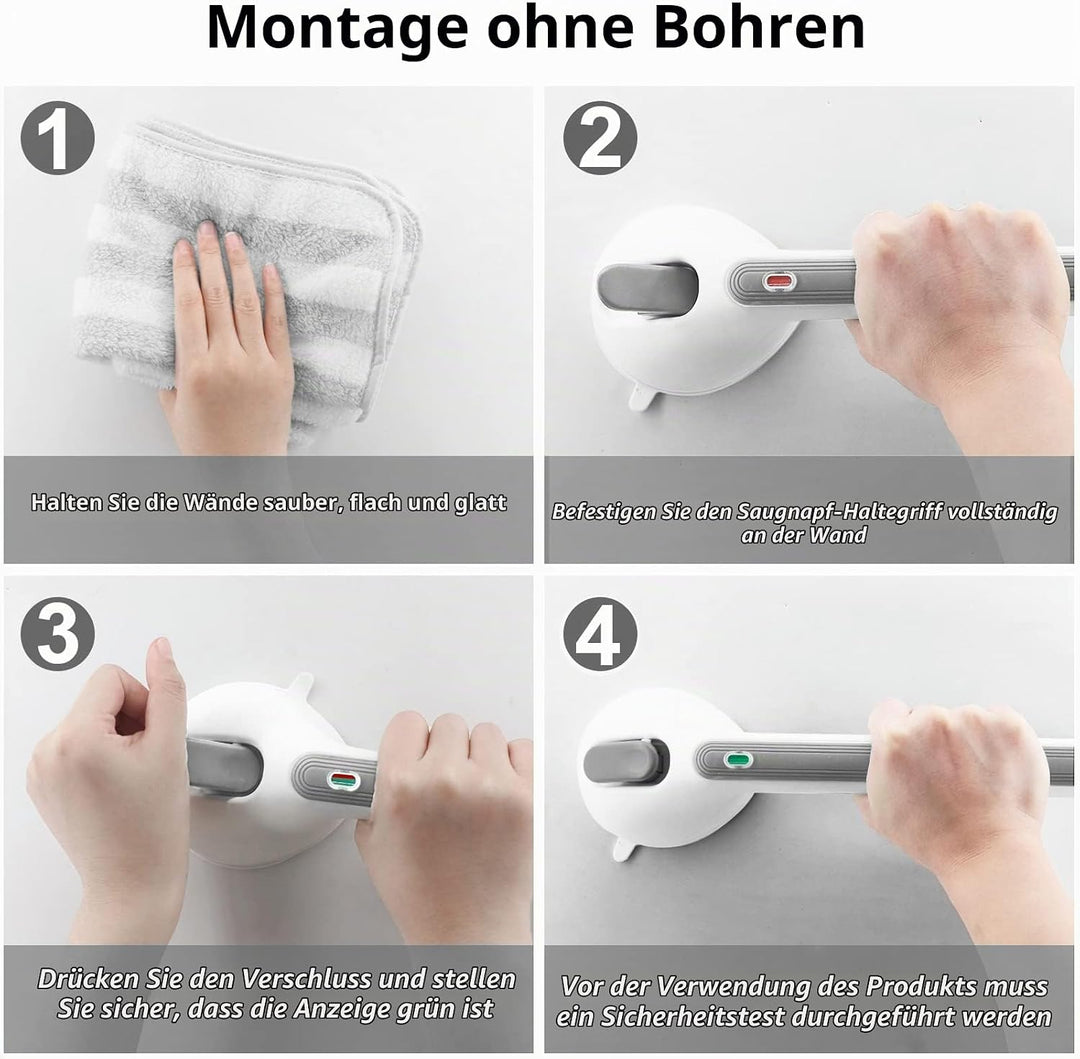 Newthinking Haltegriff Dusche mit Saugnapf, Haltegriffe für Senioren,Grau | Haltegriff mit Saugnapf,
