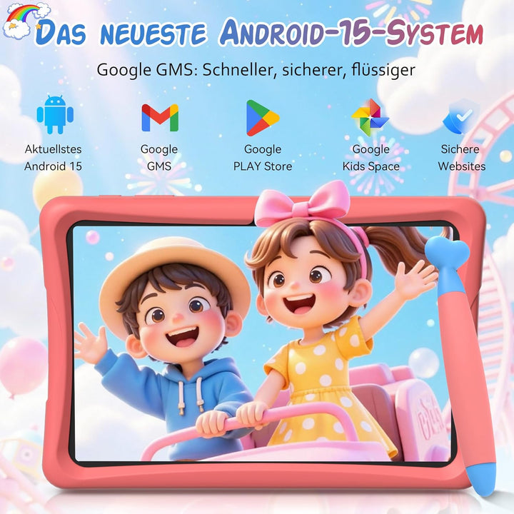 TABWEE K10 Kinder Tablet 10 Zoll, 12 GB RAM + 64 GB ROM (TF 2 TB) | Kids Tablet mit Elternkontrolle,