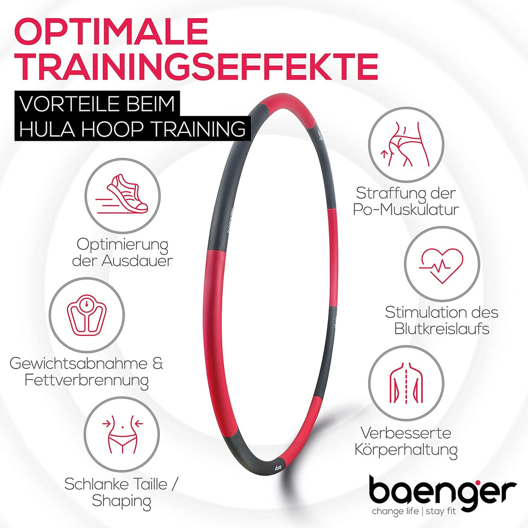 Hula Hoop Reifen Erwachsene Edelstahlkern [EXTRA STABIL] 8 Segmente Hullahub Reifen zum Abnehmen für
