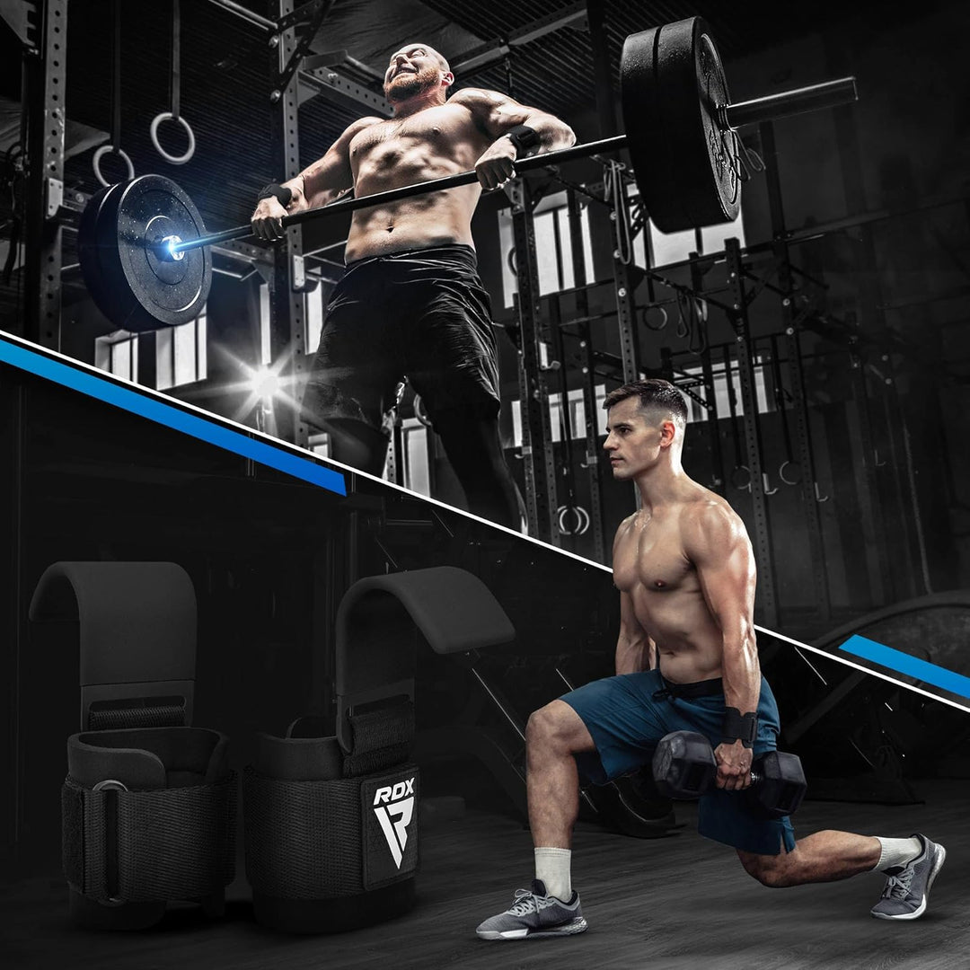 RDX Zughilfen Haken Krafttraining, 8mm Gepolstert Handgelenkschutz, Profi Bodybuilding Gewichtheben
