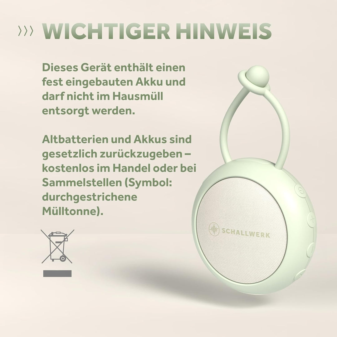 Schallwerk ® White Noise Machine Baby – Einschlafhilfe für Babys & Erwachsene mit weissem Rauschen,