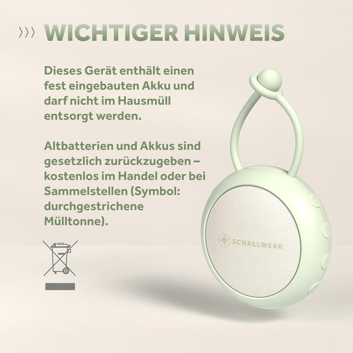 Schallwerk ® White Noise Machine Baby – Einschlafhilfe für Babys & Erwachsene mit weissem Rauschen,