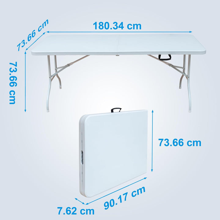Anself 180.34cm Folding Leisure Table, Suitable for Outdoor/Home/Office Use, Rust-Resistant and Easy