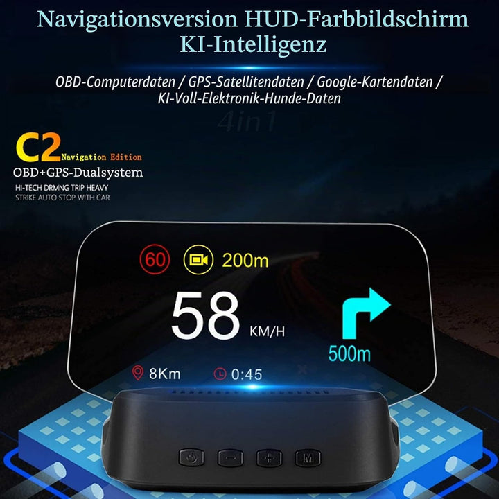 Head up Display, Fydun Auto-OBD2 + Navigationssystem HUD Head-up-Display Digitaler Autogeschwindigke