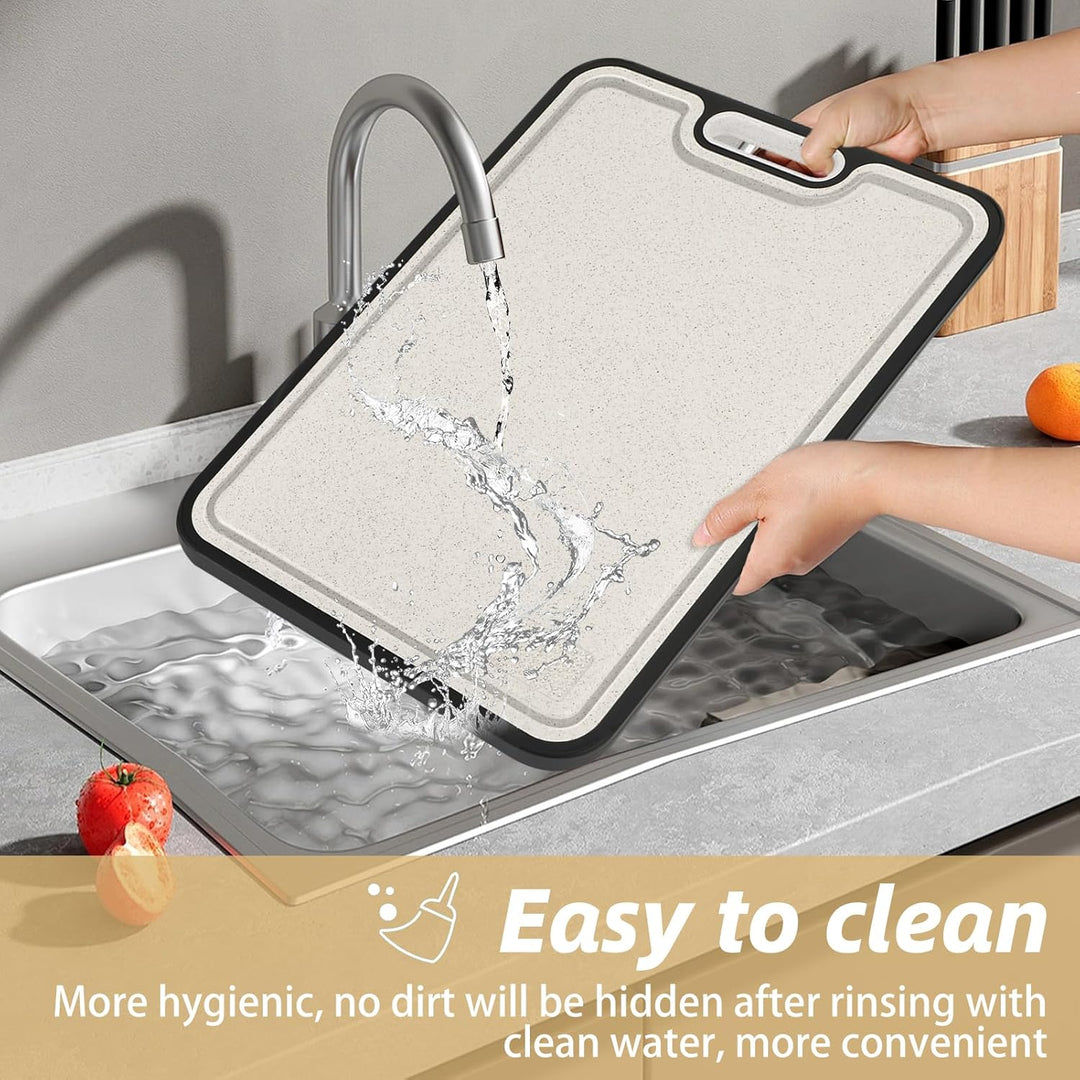 Schneidebrett, grosses Edelstahl schneidebrett,Reisschalen-Faser,Cutting Board mit Saftrutsche,rutsc