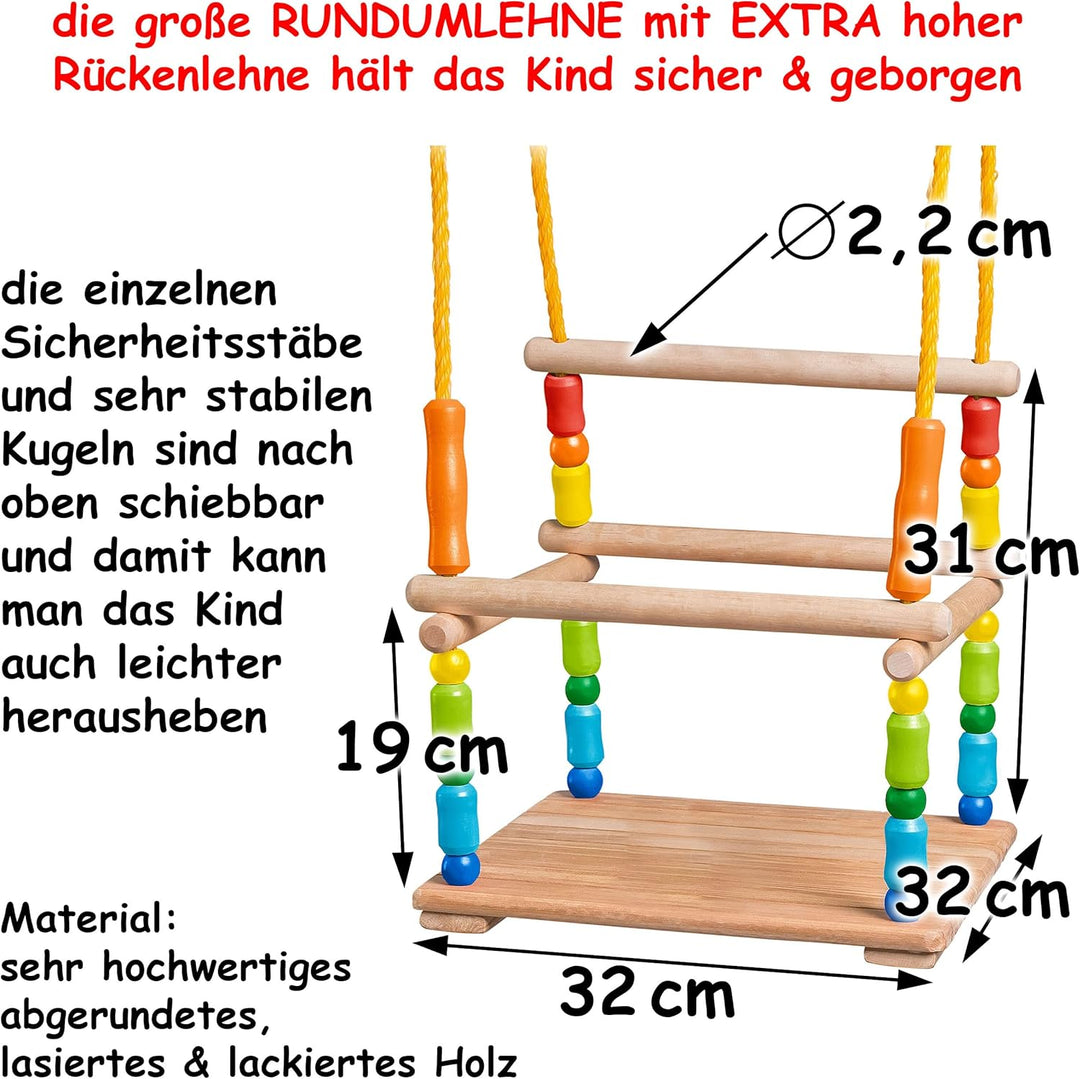 alles-meine.de GmbH 1 Stück Kinderschaukel/Schaukel aus Holz + Türreck - Gitterschaukel - mitwachsen