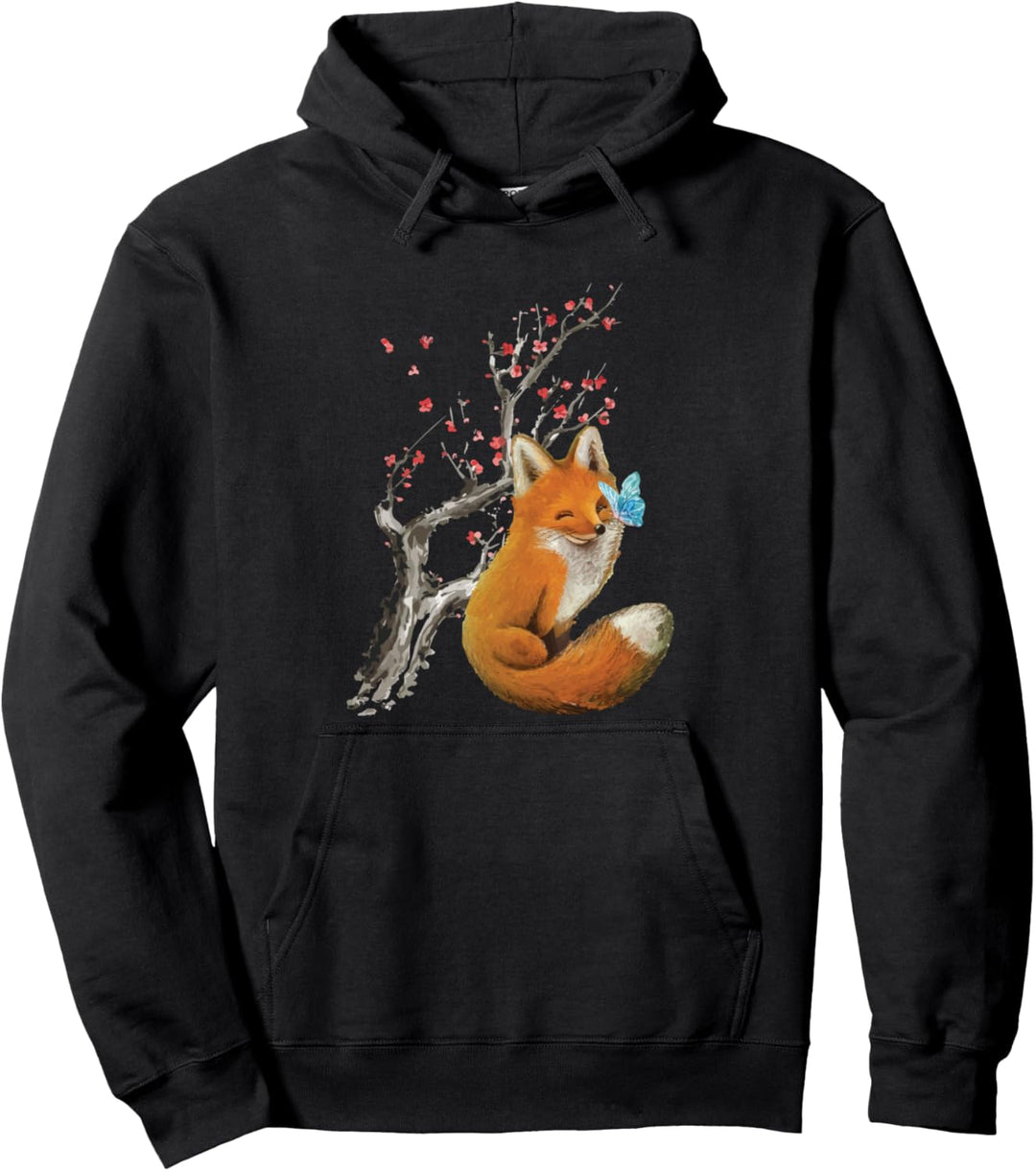 Vintage Fox - Japanese Cherry Blossom - Sakura - Anime Gift Pullover Hoodie