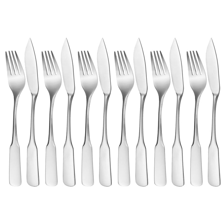 GRÄWE Fischbesteck 12-teilig, Fischset für 6 Personen, Fischgabeln, Fischmessser, Besteck-Set Edelst