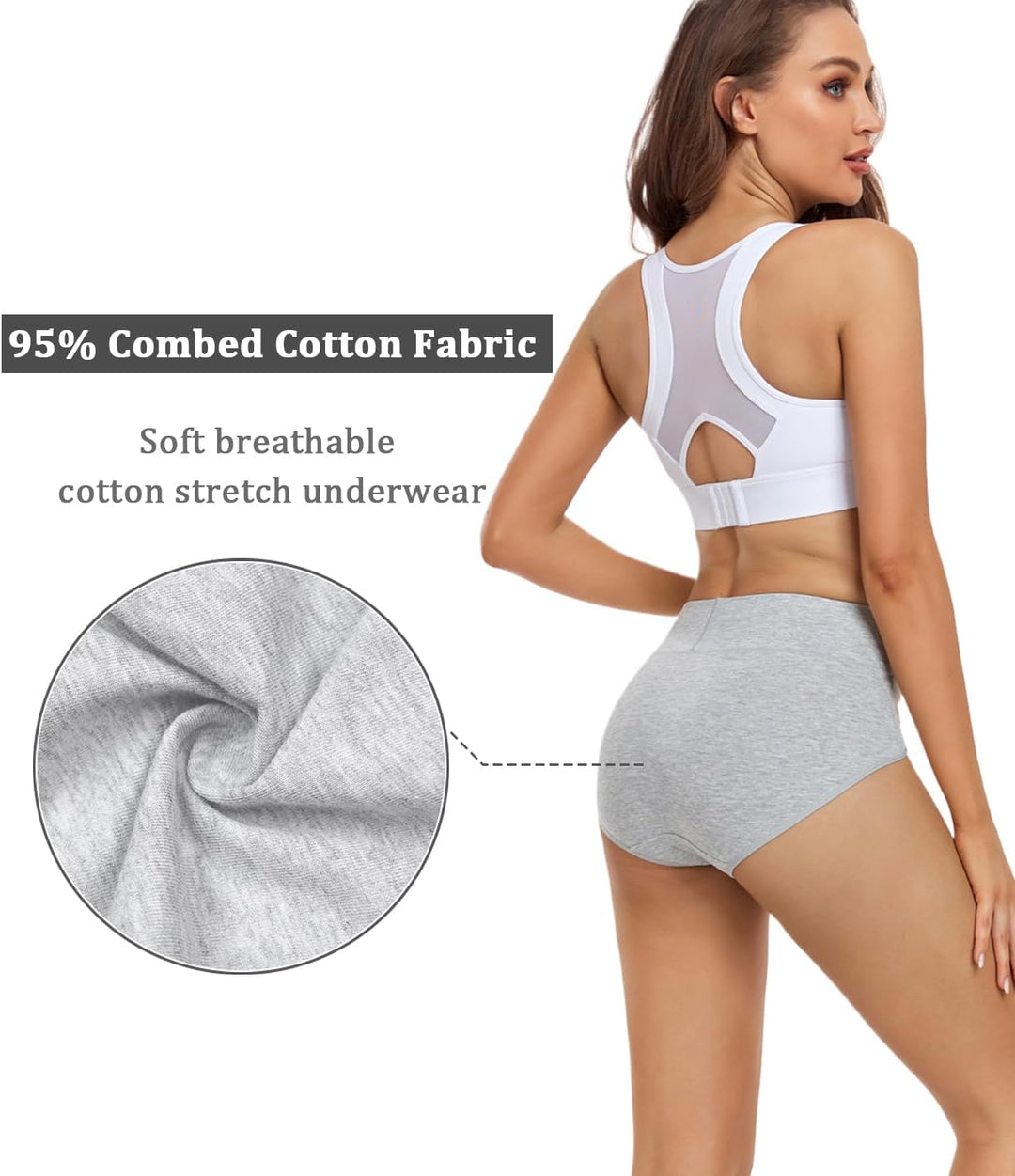 wirarpa Damen Unterhosen Baumwolle Unterwäsche Hohe Taille Slips Hoher Taillenslip für Frauen 5er Pa