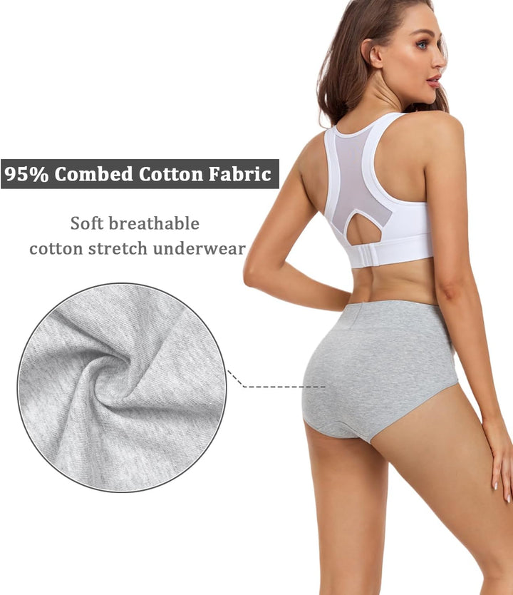 wirarpa Damen Unterhosen Baumwolle Unterwäsche Hohe Taille Slips Hoher Taillenslip für Frauen 5er Pa