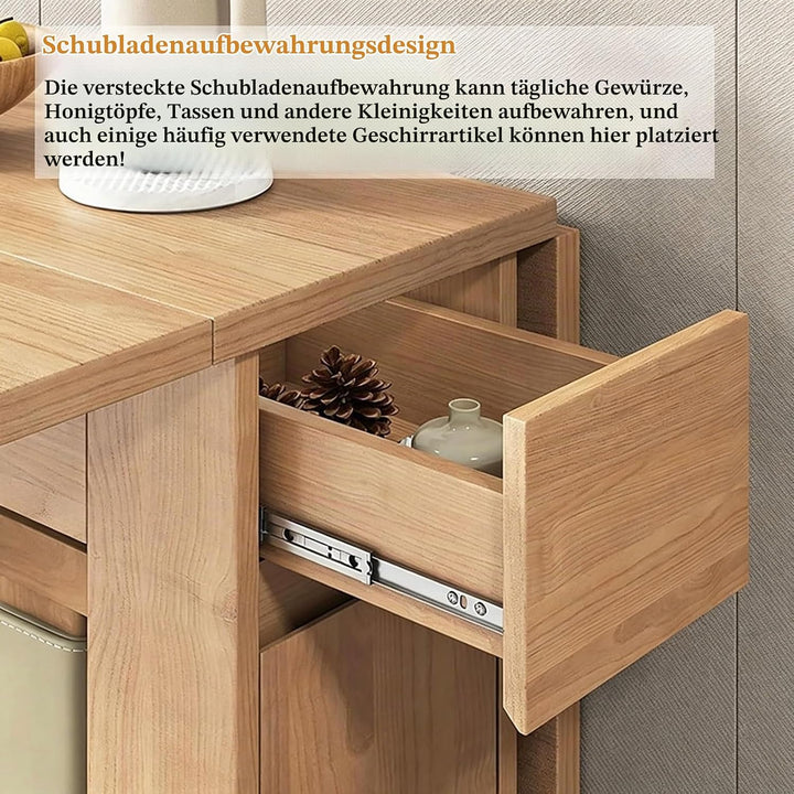 HiFi Rack Audio Regal Klapptisch esstisch, Vielseitiger Klapptisch Küche, mit Rollen und 4 Stühlen,