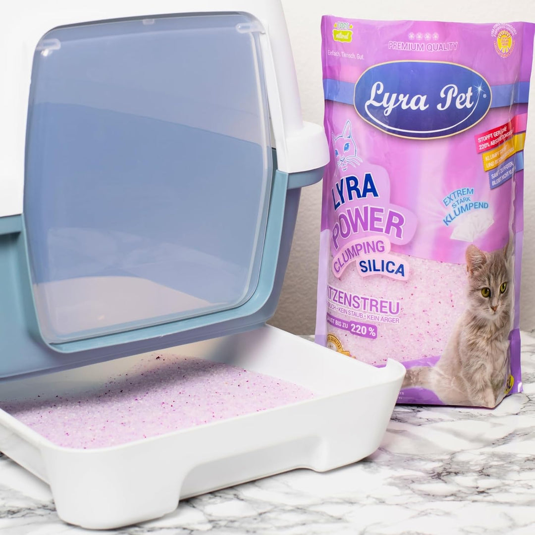 Lyra Pet® | 6 x 5 L = 30 L Lyra Power Clumping Silica Silikat Katzenstreu | Stark Klumpend | Saubere