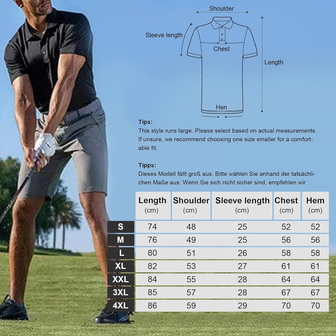 Liking Herren Basic Poloshirt Baumwolle Polo Shirts Polohemd Kurzarmshirt mit Knopfleiste Atmungsakt