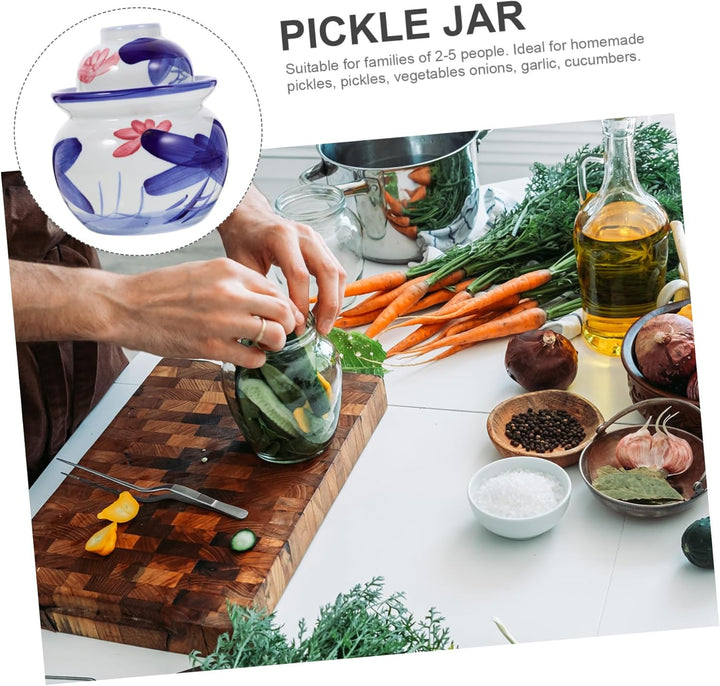 Cabilock Gurkentopf Keramik G?rtopf Kimchi Porzellan Gurkenglas Gurkenbeh?lter Sauerkrauttopf Tradit