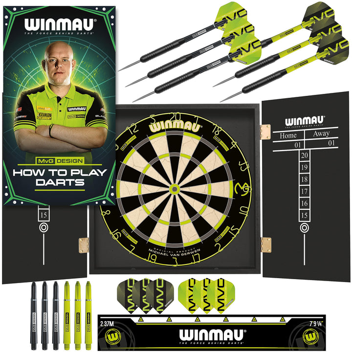 WINMAU Michael Van Gerwen MvG-Sets erhältlich mit Dartboards, Schränken, Umrandungen, Darts und Zube