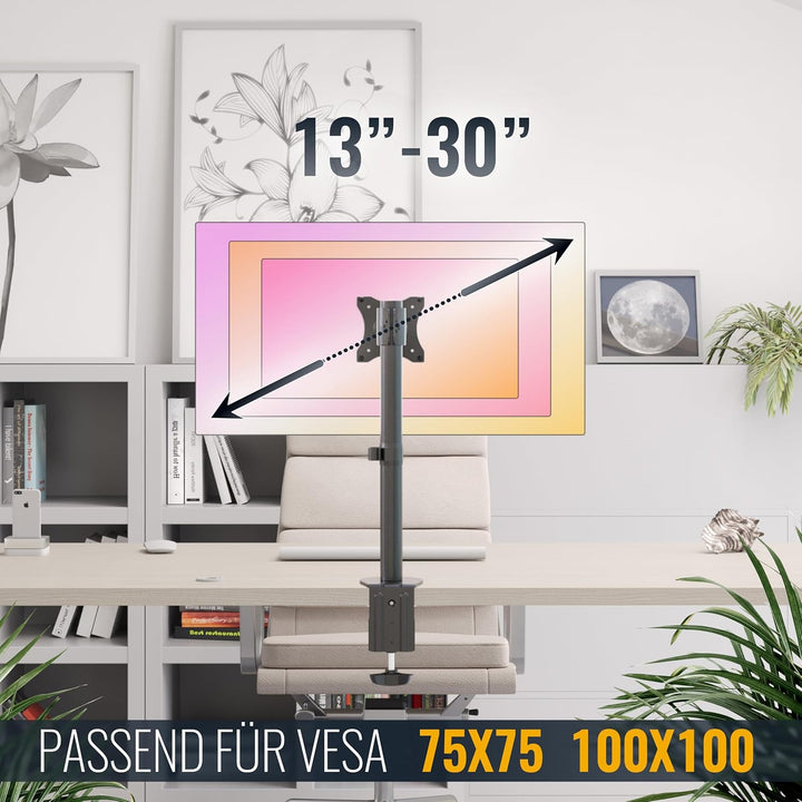 RICOO Monitor Halterung Tisch, VESA Tischhalterung für 12-30 Zoll, Monitorhalterung 1 Monitor Arm TS