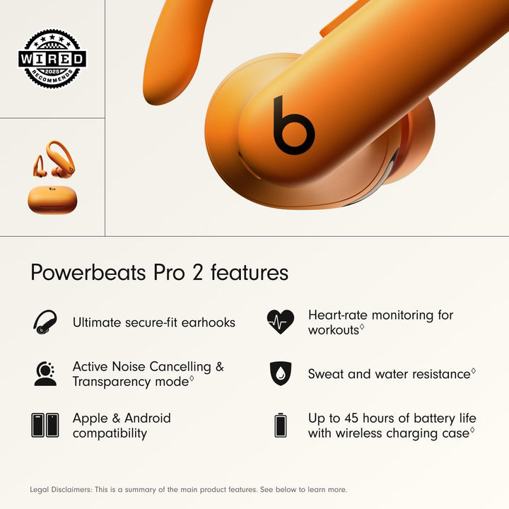 Beats Powerbeats Pro 2 Kabellose In-Ear Kopfhörer mit Bluetooth– aktive Geräuschunterdrückung, Herzf