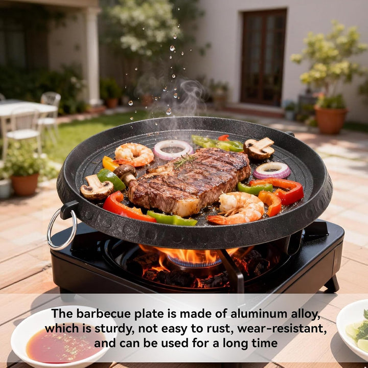 HERCHR Koreanische BBQ Grillpfanne, beschichtete Antihaft Grillplatte, Doppeldicke Aluminiumlegierun