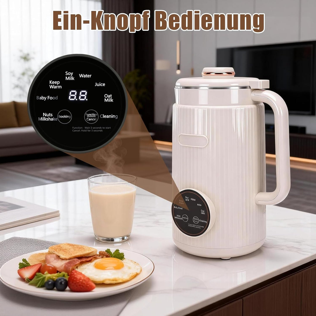 8 in 1 Nussmilchmaschine, 1200ml Automatische Sojamilchmaschine mit Temperaturregelung, 12 Klingen,