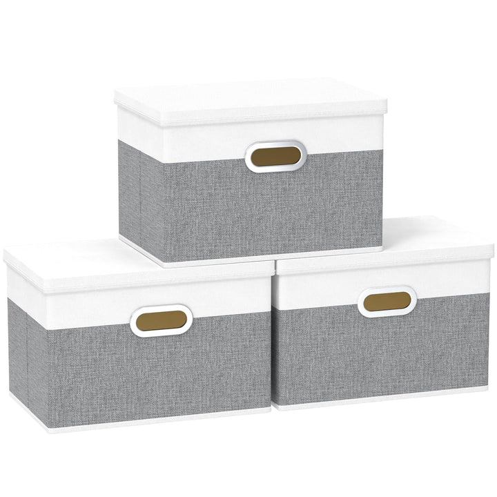 Yawinhe Aufbewahrungsbox mit Deckel, Faltbare Leinentuch Kleidung Ablagekorb, Waschbare, Stoffbox, f