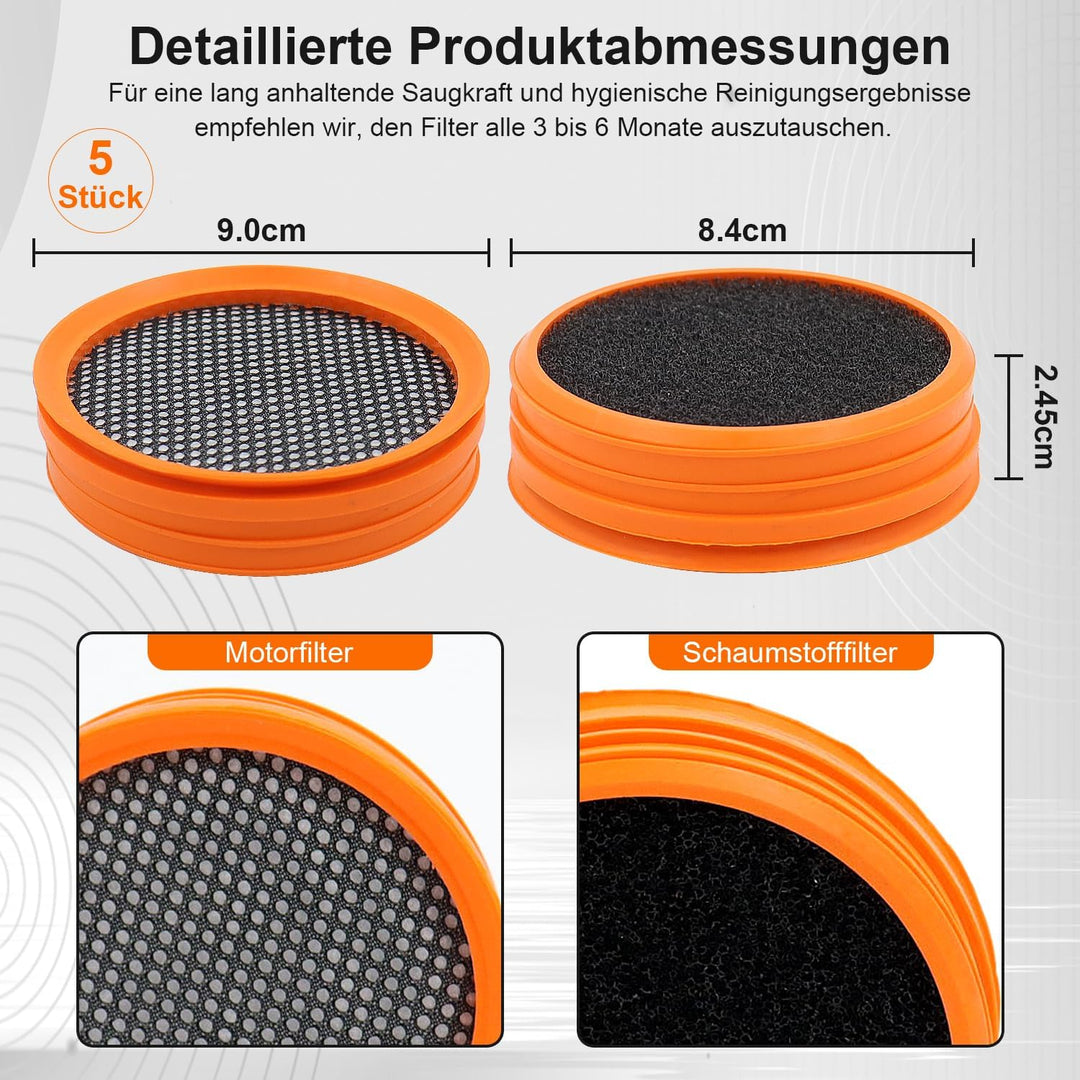 5 Stück FC8009/01 Filter für Philips Akkusauger SpeedPro & SpeedPro Aqua – Kompatibel mit FC6721, FC