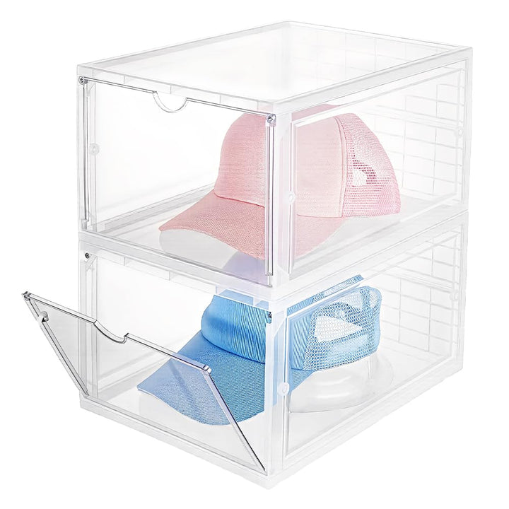 2 Set Schuhboxen 34x25x18cm Plastik Stapelbare Schuh Organizer Schuhaufbewahrung Platzsparende Schuh
