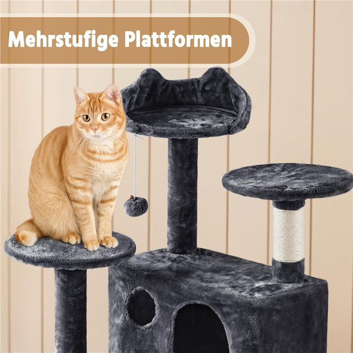 Yaheetech Kratzbaum gross Kletterbaum 158 cm hoch Katzenkratzbaum, Stabiler Katzenbaum mit 3 Plattfo