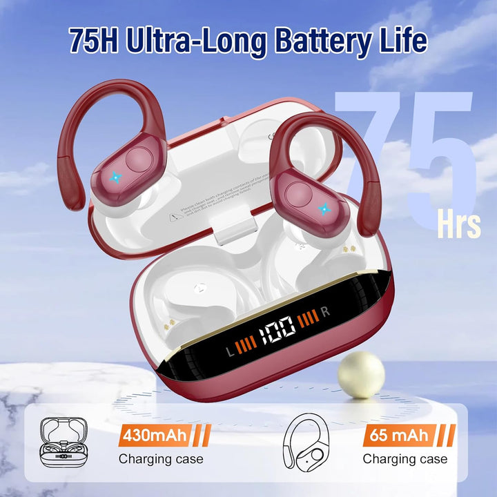 Bluetooth Kopfhörer Sport, 75H, In Ear Kopfhörer Kabellos Bluetooth 5.4, HiFi Stereo, Ohrhörer mit 4
