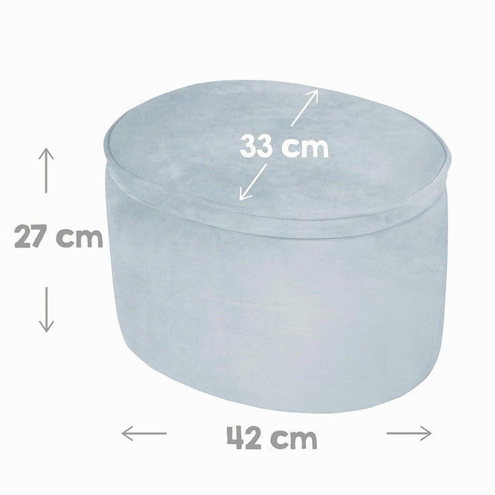 roba Kinderhocker Lil Sofa mit Stauraum - Ovaler Hocker in blauem Samtstoff - Polstermöbel Pouf für