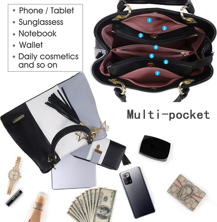 Pomelo Best Damen Handtasche mehrfarbig gestreift Umhängetasche in schöner Farbkombination mit mehre