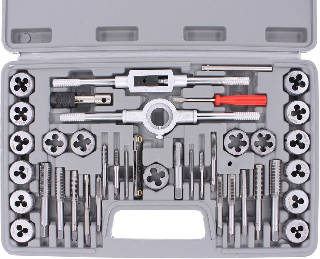 Gewindeschneider Satz 40tlg Gewindebohrer Metrisch M3-M12 Fein Gewinde Schneider Bohrer Werkzeug Set
