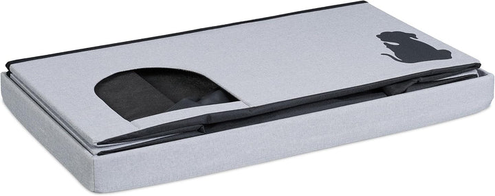 Relaxdays Katzenhöhle faltbar, 100kg belastbare Sitzbank, Deckel, Kissen, HBT: 40,5 x 72 x 40,5 cm,