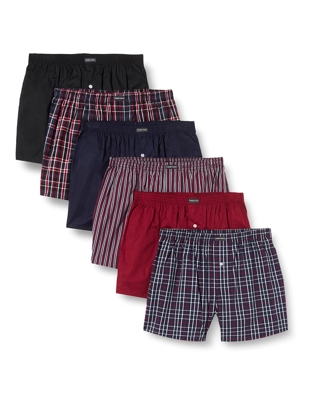 Lower East Herren American Boxershorts aus 100% Baumwolle: Packs in vielen Farben 6 Navy/Schwarz/Bor