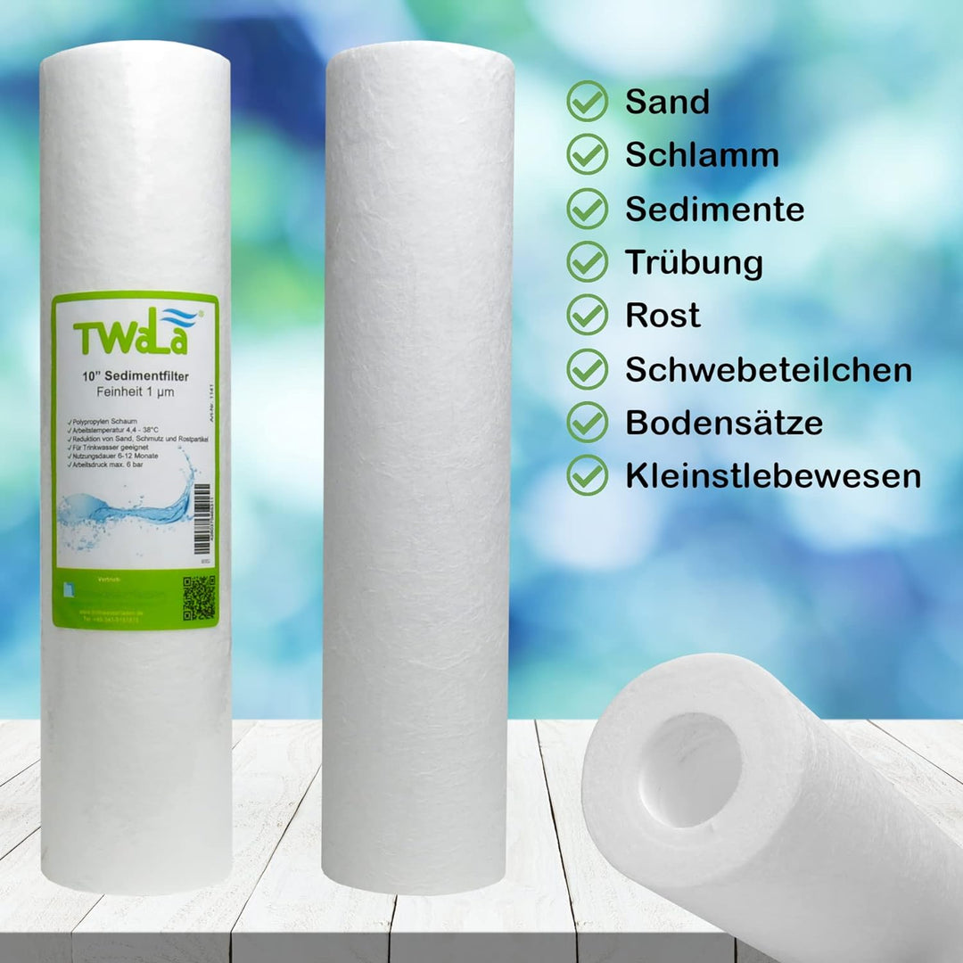 2 Jahre Set 12-teilig TWaLa 10" Zoll Ersatzfilter Umkehrosmose Anlage RO Polypropylen Sediment Vorfi