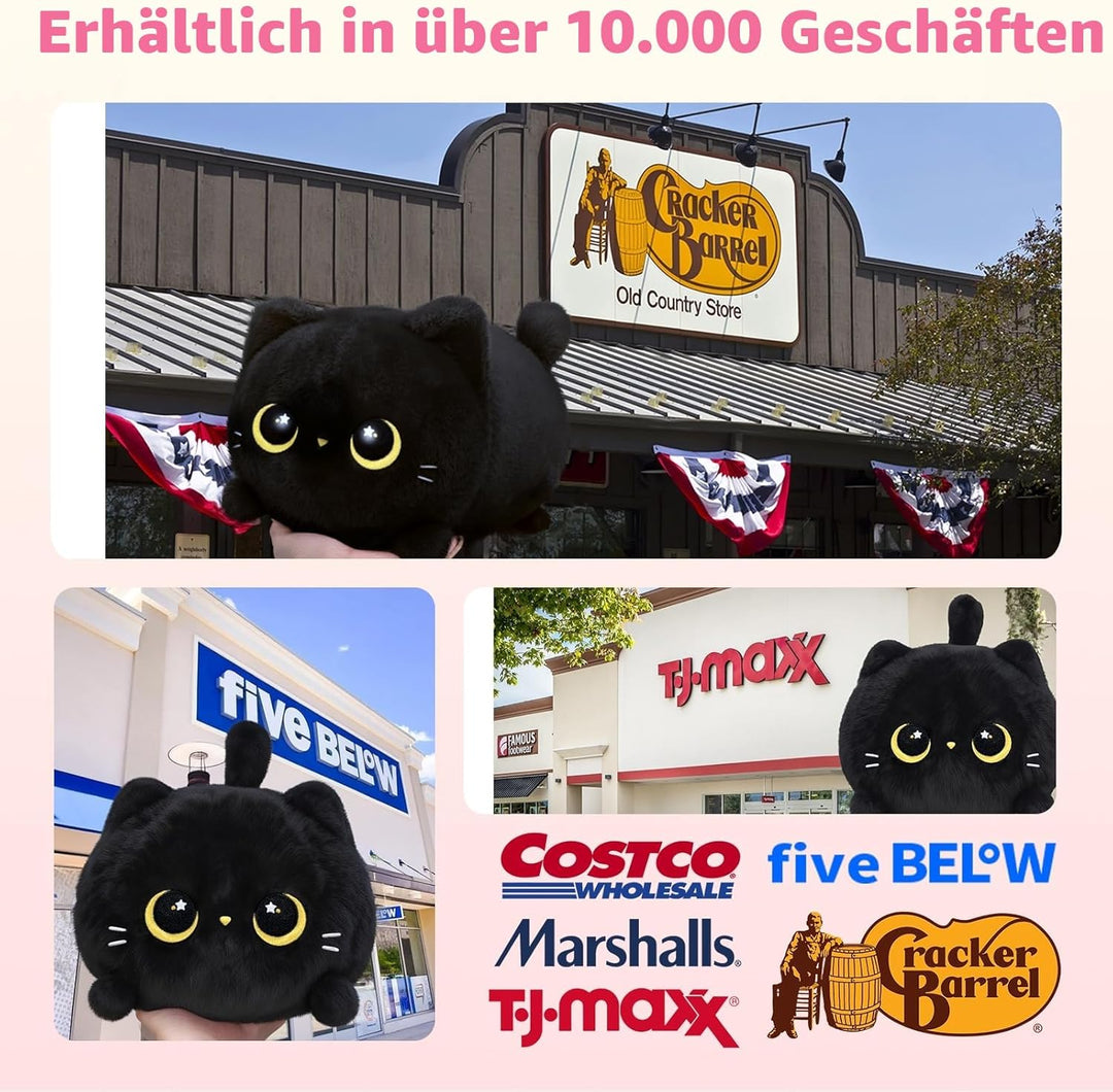 Mewaii Schwarze Katze Plüsch Niedliche Katze Plüschtier Weiches Kätzchen Plüsch Kuschelkissen Anime