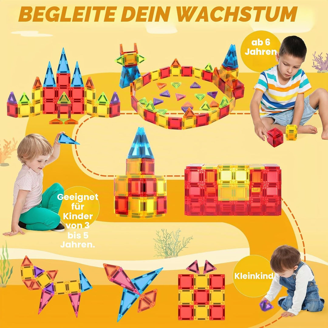 Magnetische Bausteine Spielzeug, STEM Magnetische Bauklötze Sets, Fahrende Mini-Magnetkacheln für Kl
