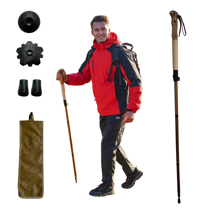 Trekkingstock, Sassafras-Holz, verstellbar und abnehmbar, 1 Stück Braun, Braun