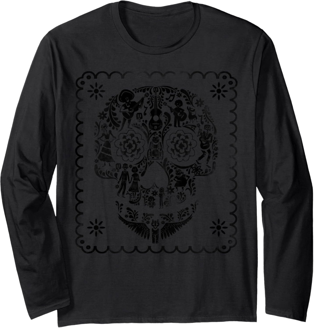 Disney Pixar Coco Sugar Skull Characters Guitar Langarmshirt