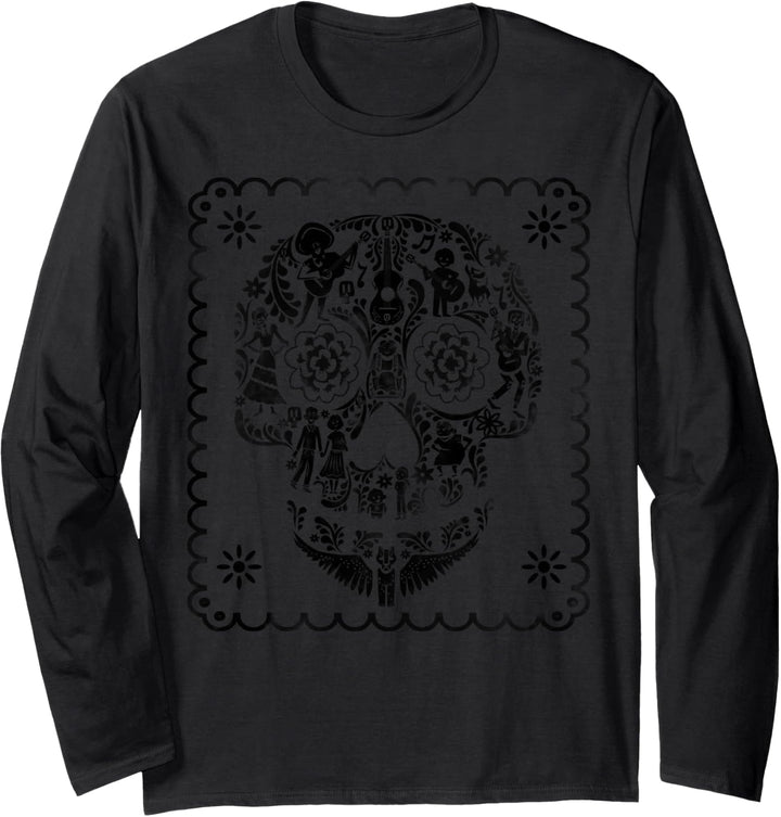 Disney Pixar Coco Sugar Skull Characters Guitar Langarmshirt