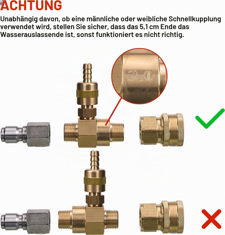 M MINGLE Einstellbares chemisches Einspritzdüsenset für Hochdruckreiniger, Seifeneinspritzer, 3/8 Zo