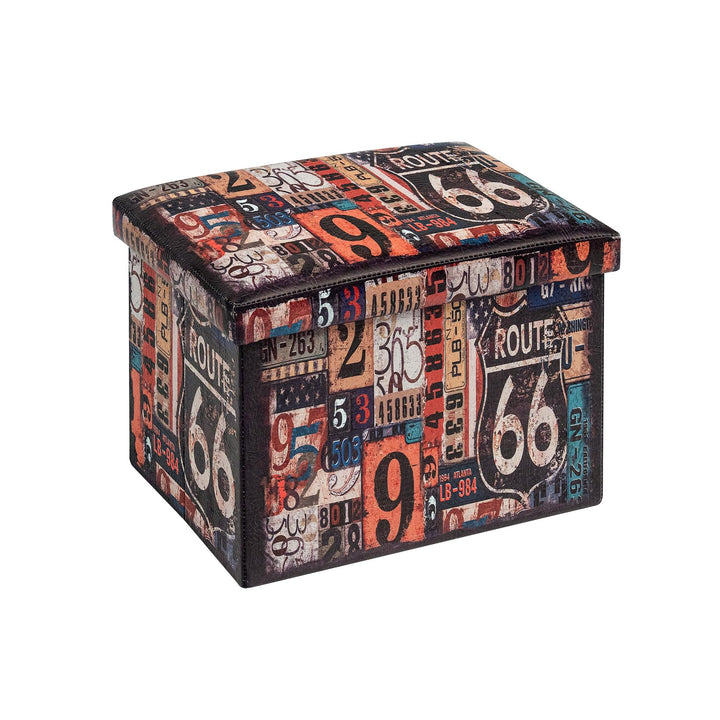 Bonlife Retro Kunstleder Hocker, Faltbarer Aufbewahrungshocker, Platzsparender Fusshocker für Wohnzi