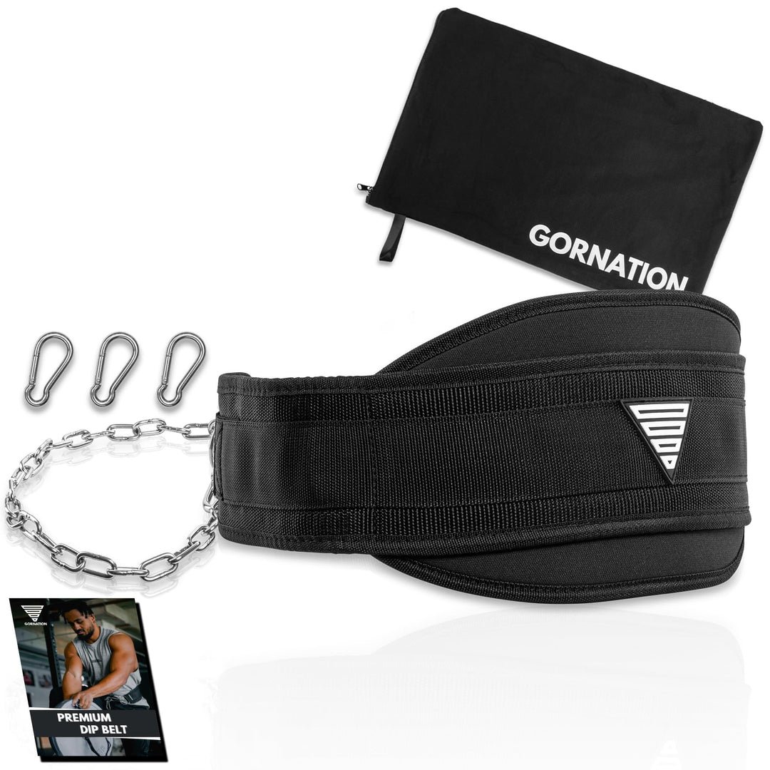 GORNATION® Dip Gürtel bis 1000kg belastbar | Befestigung von Zusatzgewicht mit Kette für Fitness, Ca