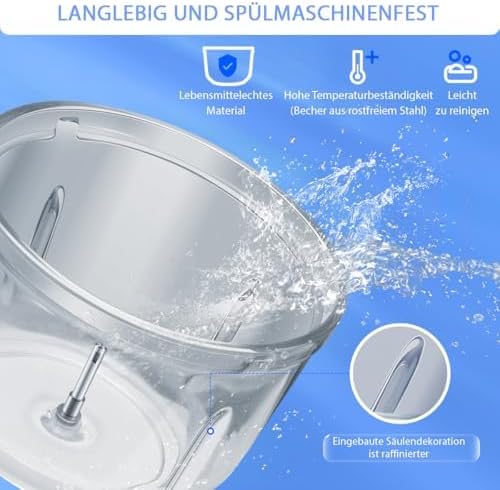 Bear 2L+1.8LFleischwölfe Zerkleinerer Elektrisch, Glas+Edelstahl，600W 2 Geschwindigkeit, Häcksler mi