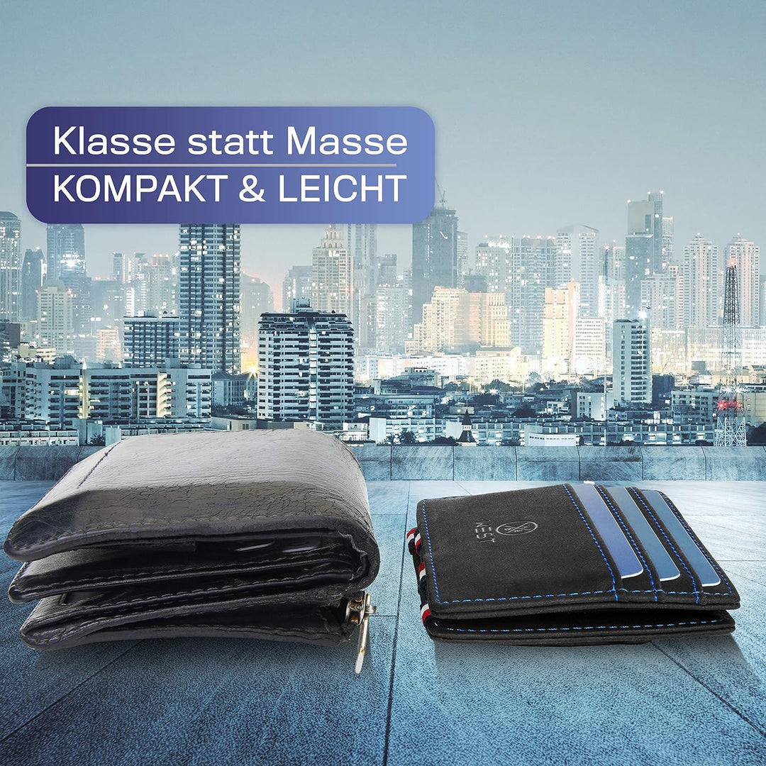 WEST® - Magic Wallet mit Münzfach + Geschenkverpackung - magische Geldbörse kompakt & klein - Trick
