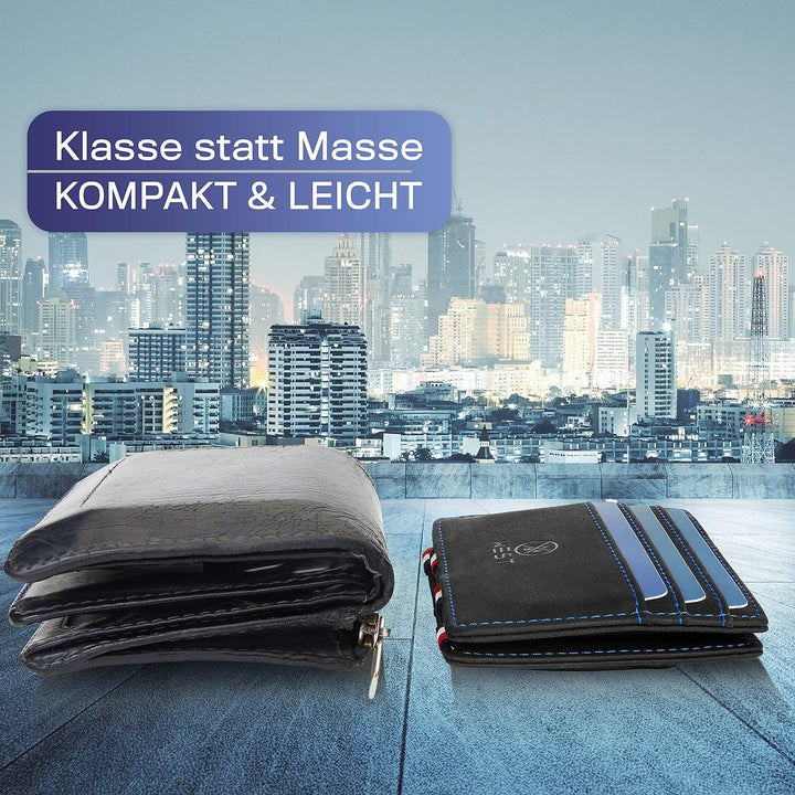 WEST® - Magic Wallet mit Münzfach + Geschenkverpackung - magische Geldbörse kompakt & klein - Trick