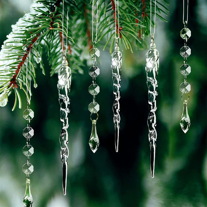 36 Stück Christbaumschmuck Eiszapfen Deko Weihnachtsbaumschmuck Glas Eiszapfen Anhänger Baumschmuck