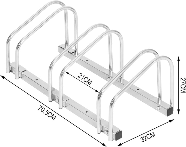 WOLTU Fahrradständer für 3 Fahrräder Fahrradhalterung auf dem Boden Aufstellständer für Fahrradaufhä