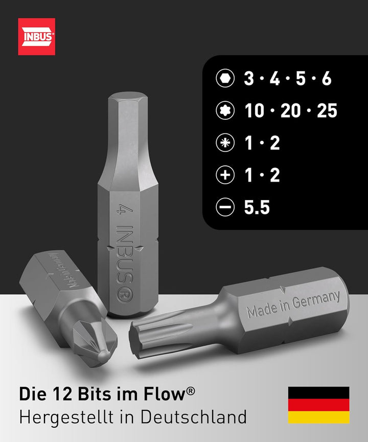 INBUS® Flow 73424 Schraubendreher inkl. 12 Bits, mit FlowDrive & HybridTouch