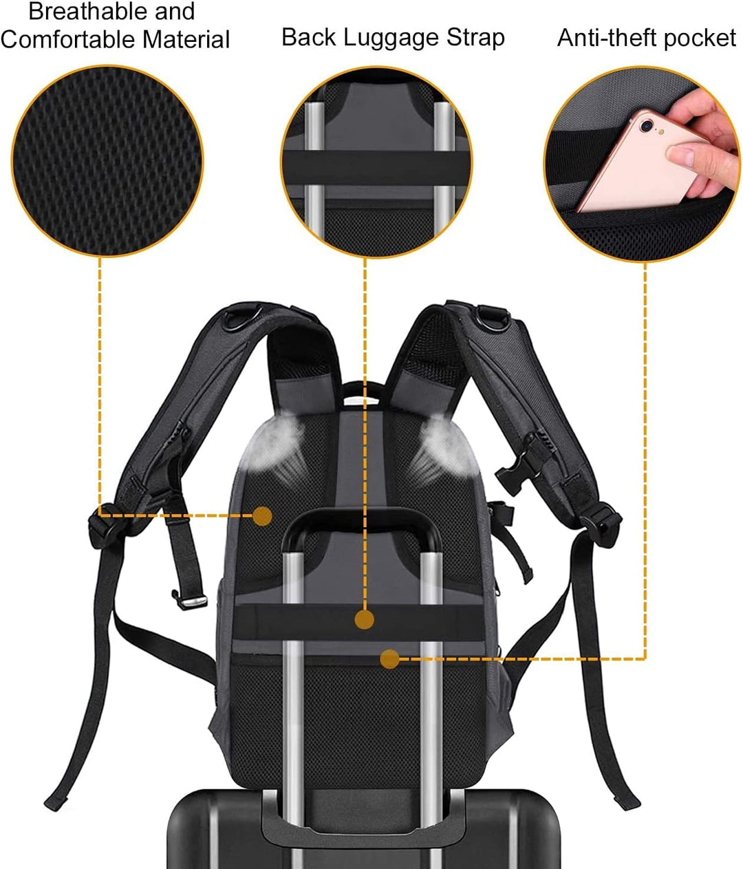 MOSISO Kamera Rucksack, DSLR/SLR/Spiegellose Fotografie Kameratasche 15-16 Zoll Wasserdichte Hartsch